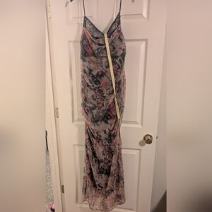 Floral Lace Trim Maxi Dress